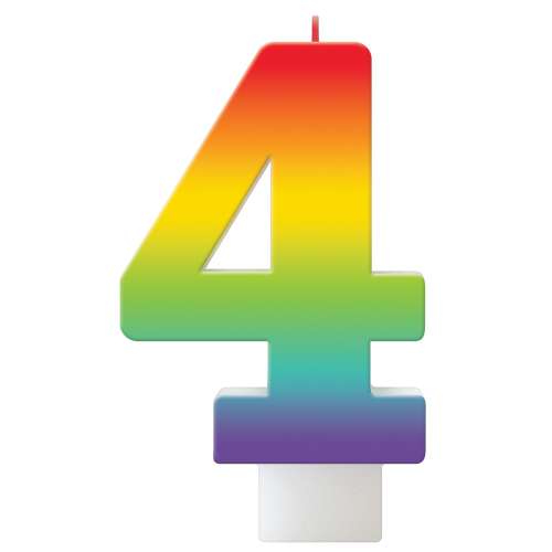Rainbow Number Candle - No 4 - Click Image to Close